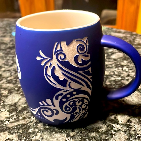 NWT Rare Vintage Ron Jon Surf Shop incised design Large blue coffee mug - Picture 3 of 6